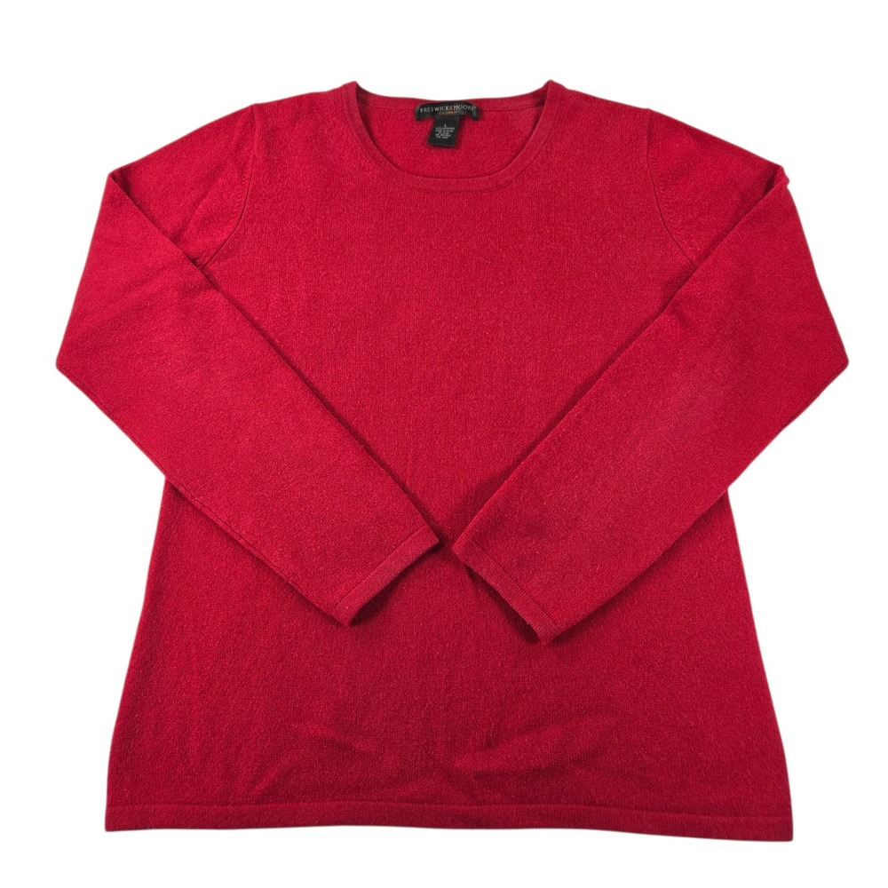 Preswick & Moore Womens Large Red 100% Cashmere Crewneck Sweater Pullover